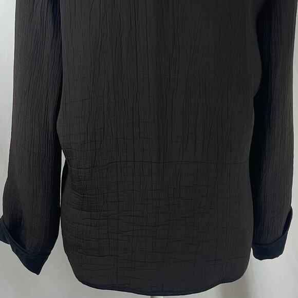 Chico’s Brown W Black Silk Trim Neutral Minimalist Jacket NWOT Size 8 - Picture 8 of 14